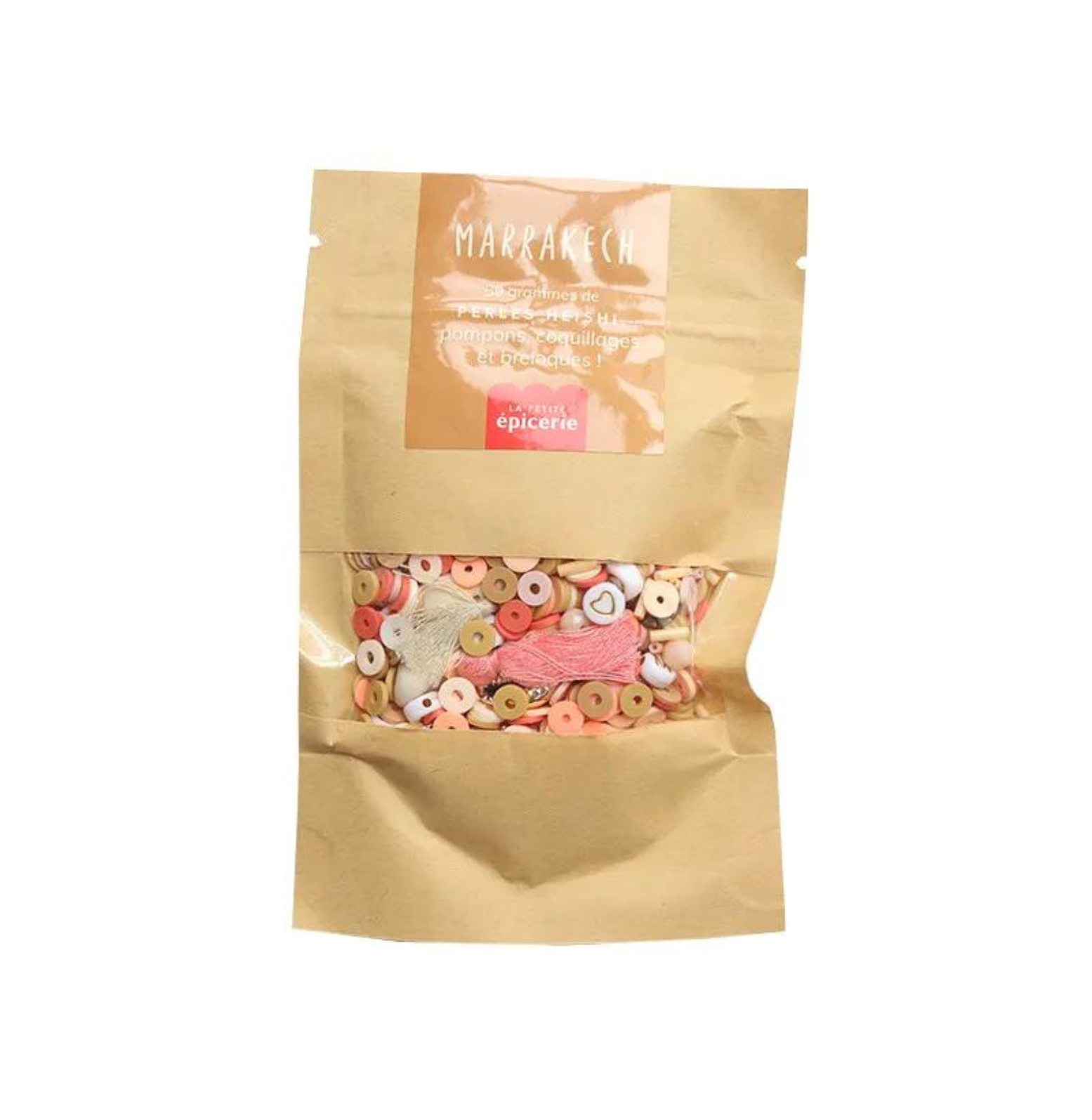 melange de perles tons rose et orange