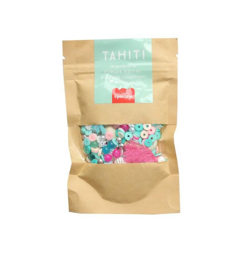 melange de perles tons rose et bleu