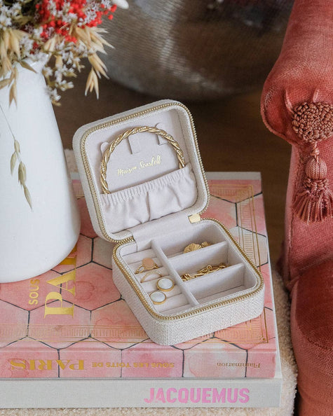 Boîte à bijoux de voyage Corinne effet lin