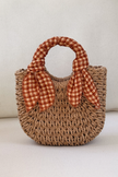 Mini sac en paille - carreaux miel