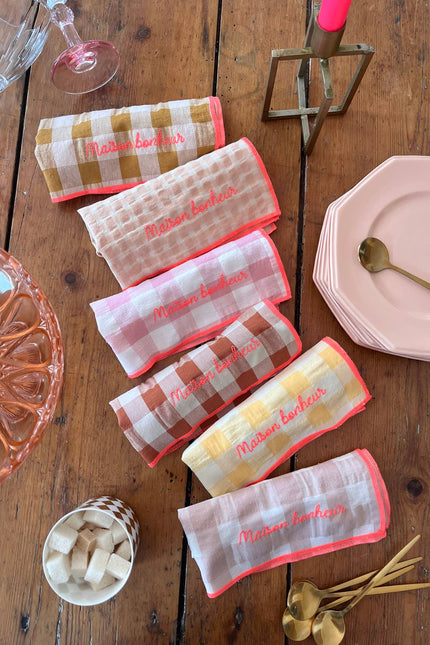 Lot de 6 serviettes de table | Broderie MAISON BONHEUR