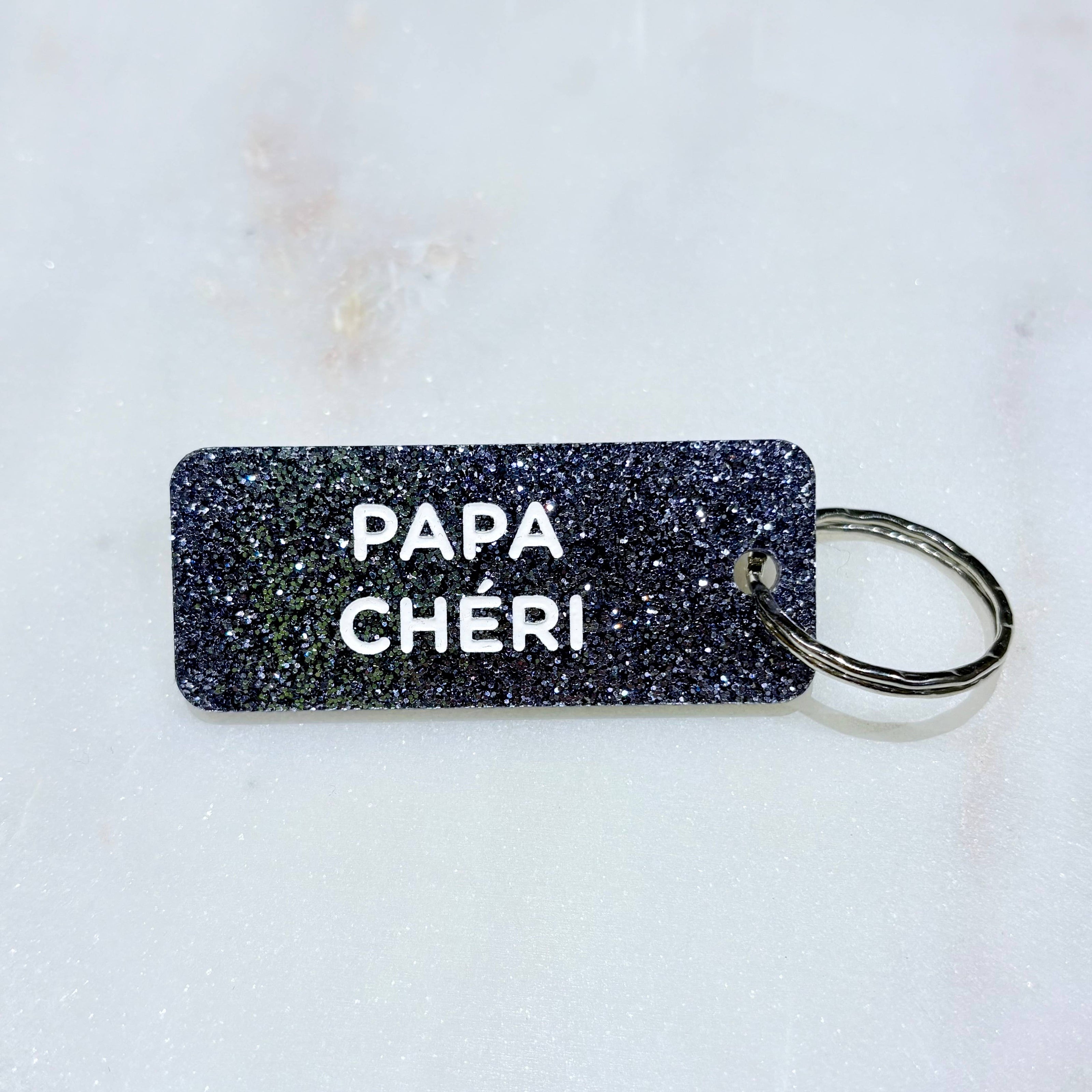 PAPA CHÉRI Porte-clés à paillettes Plus de Love