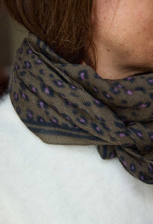 Foulard en Laine | Léopard Forêt