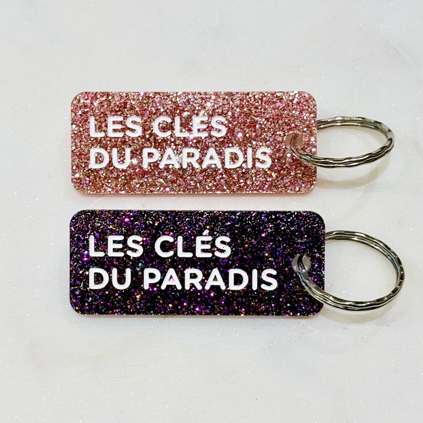 LES CLÉS DU PARADIS Porte-clés à paillettes Plus de Love