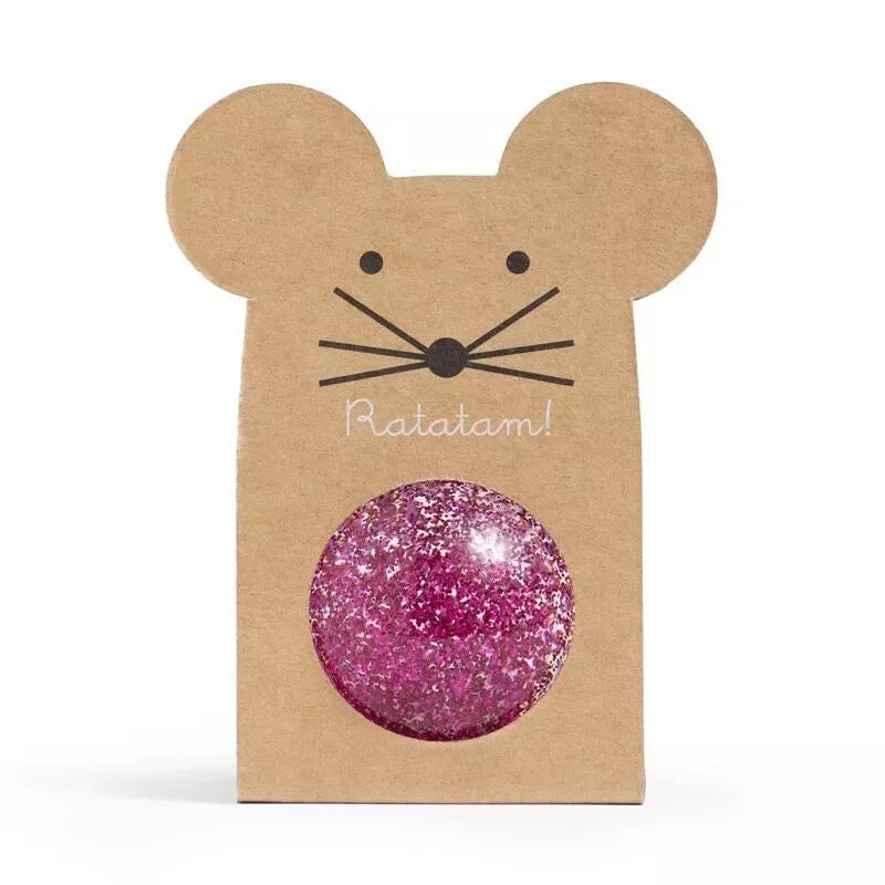 Balle Rebondissante Souris | paillettes rose