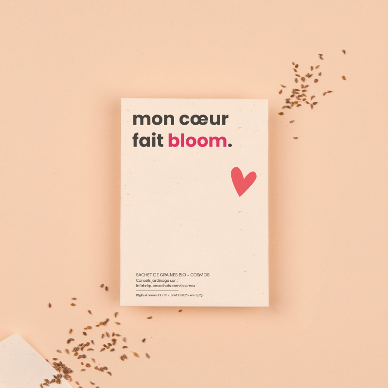 Mon Coeur fait Bloom - Sachet de graines de Cosmos