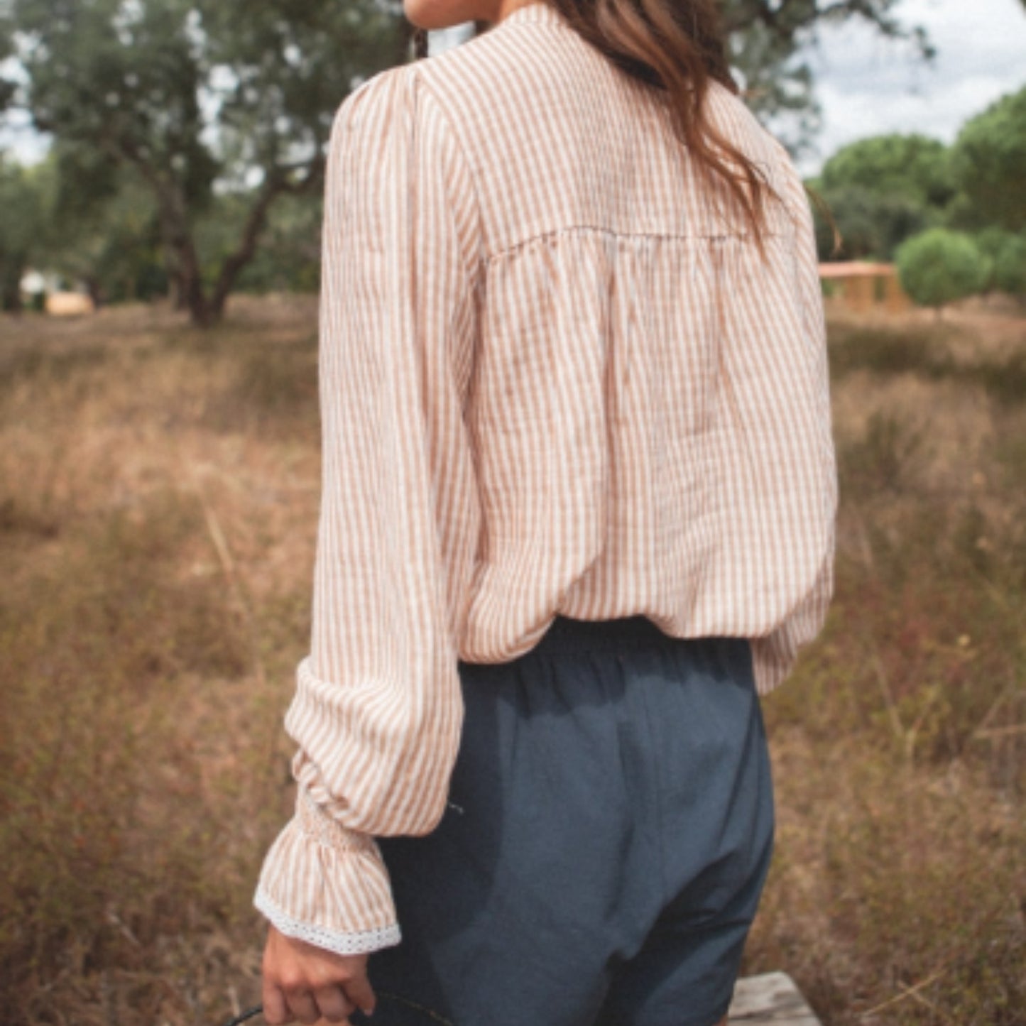 Blouse Peony | Rayé Beige