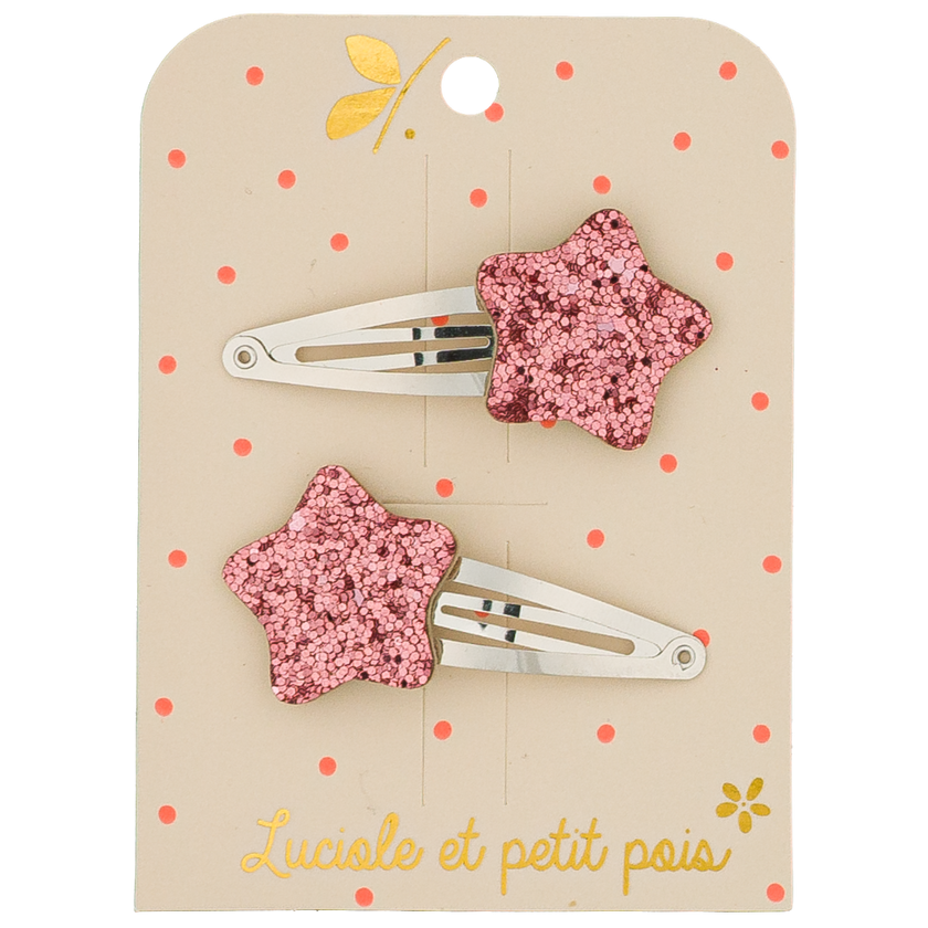 Barrettes Bubble star - Framboise (paire)