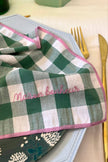 Serviettes de table à carreaux vichy et broderies