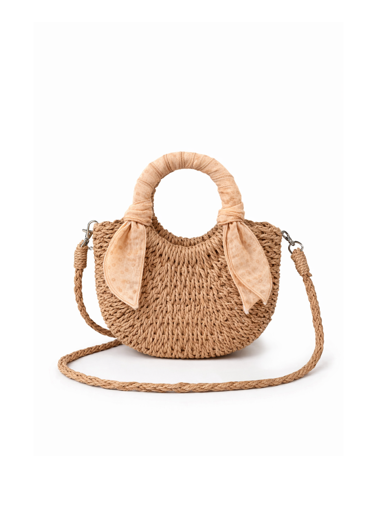 Mini sac en paille - pois neutres