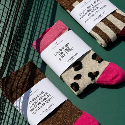 Chaussettes | Léopard rose