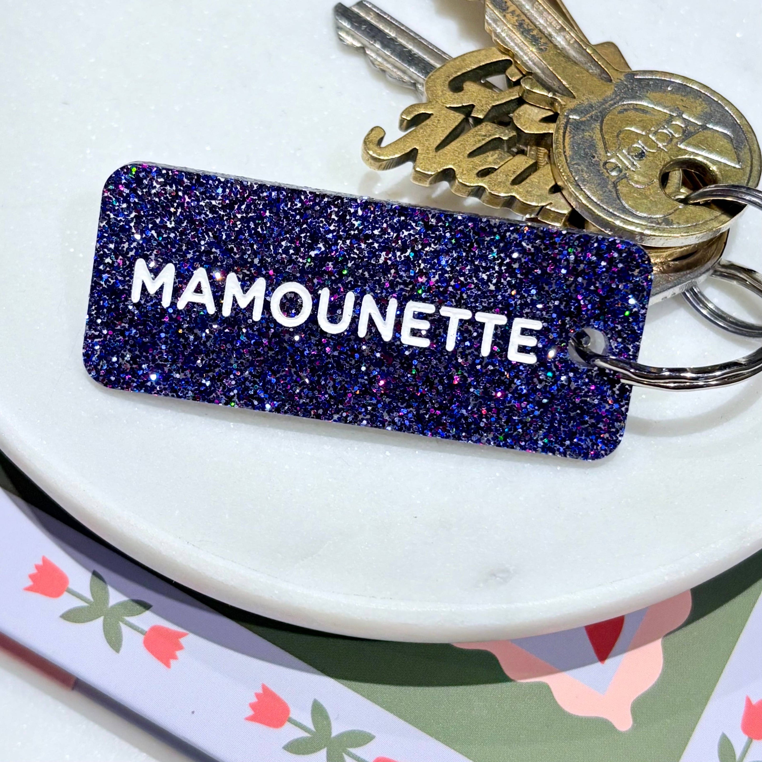 MAMOUNETTE Porte-clés à paillettes Plus de Love