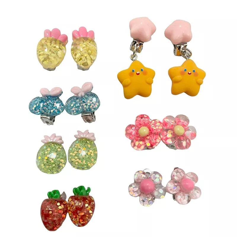 Boucles d'oreille à clipser - Multicolore à paillettes