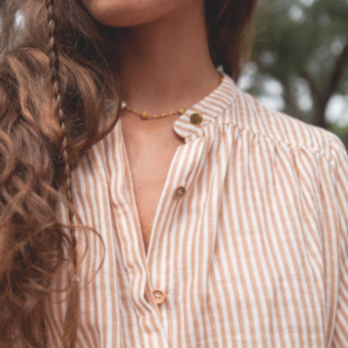 Blouse Peony | Rayé Beige