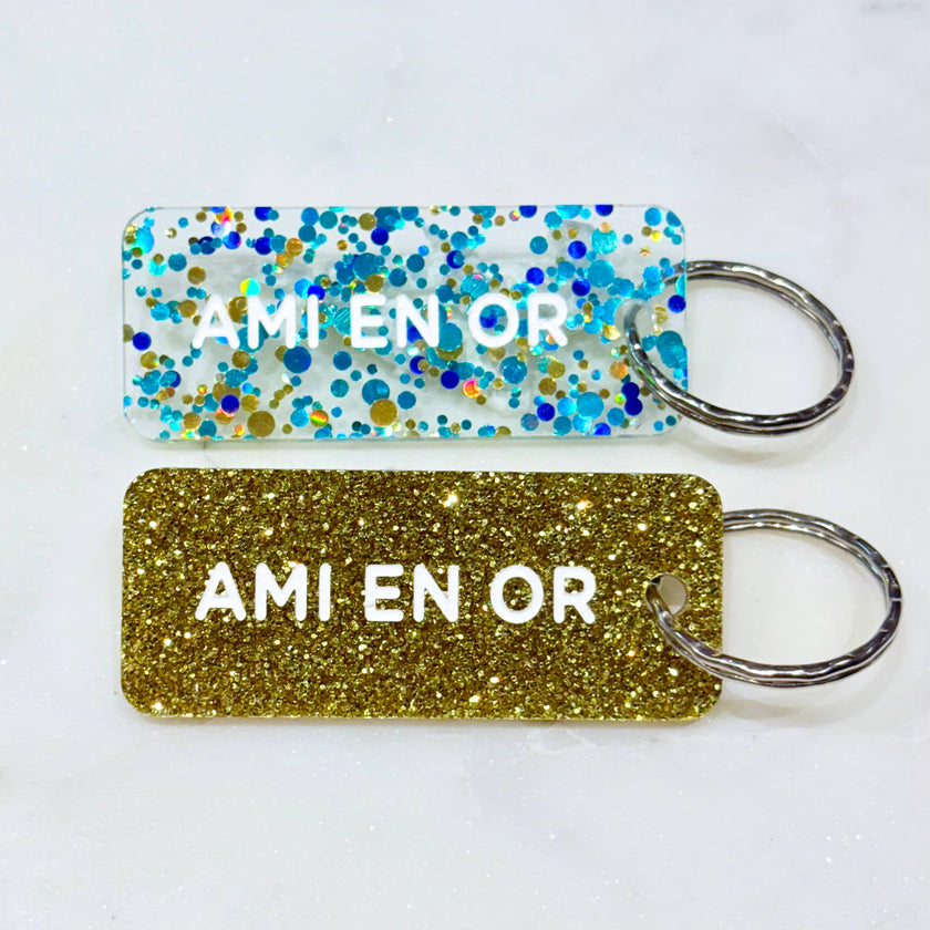 AMI EN OR  Porte-clés à paillettes Plus de Love
