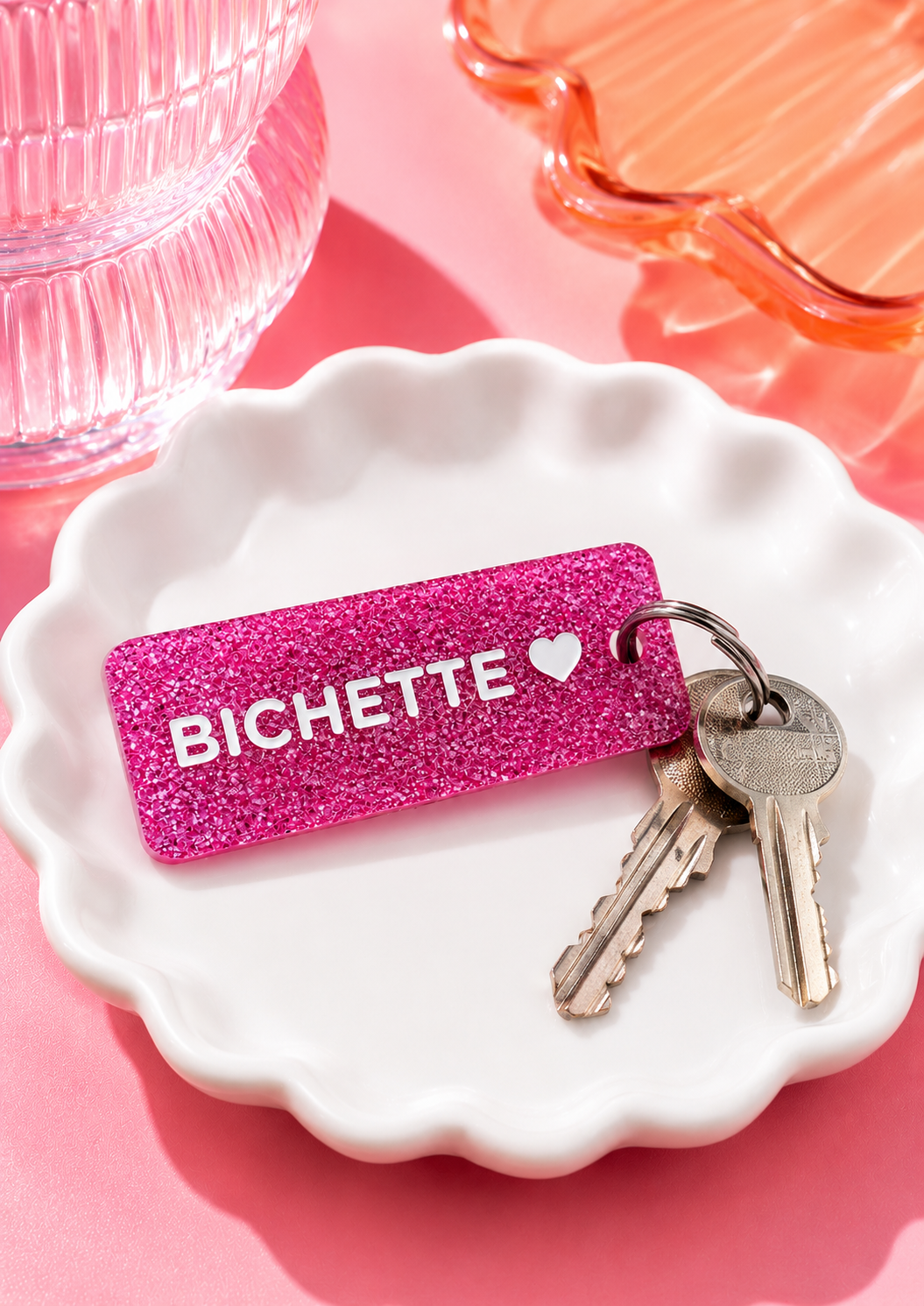 BICHETTE 🩷  Porte-clés à paillettes Plus de Love
