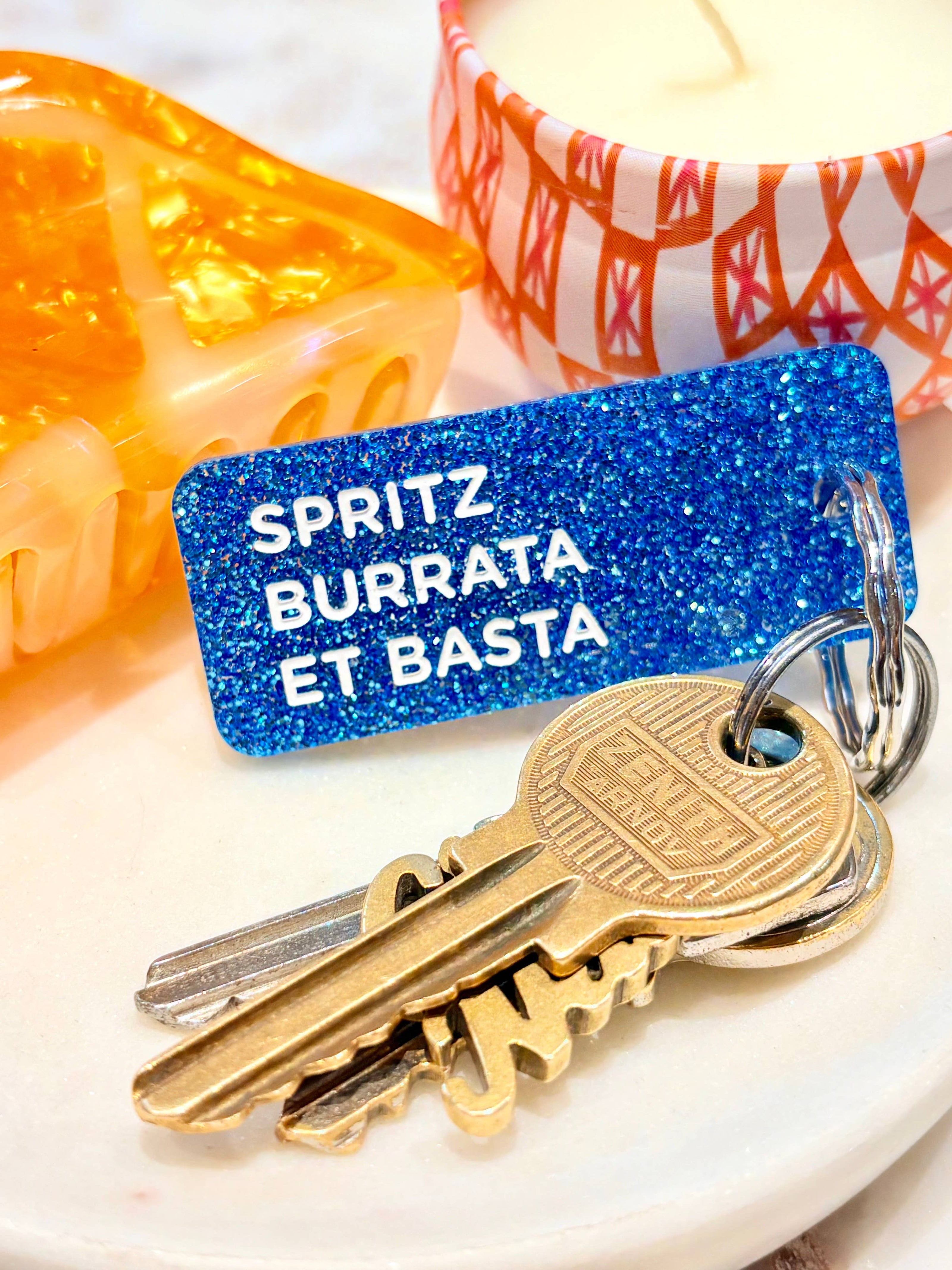 SPRITZ BURRATA ET BASTA Porte-clés à paillettes Plus de LOVE