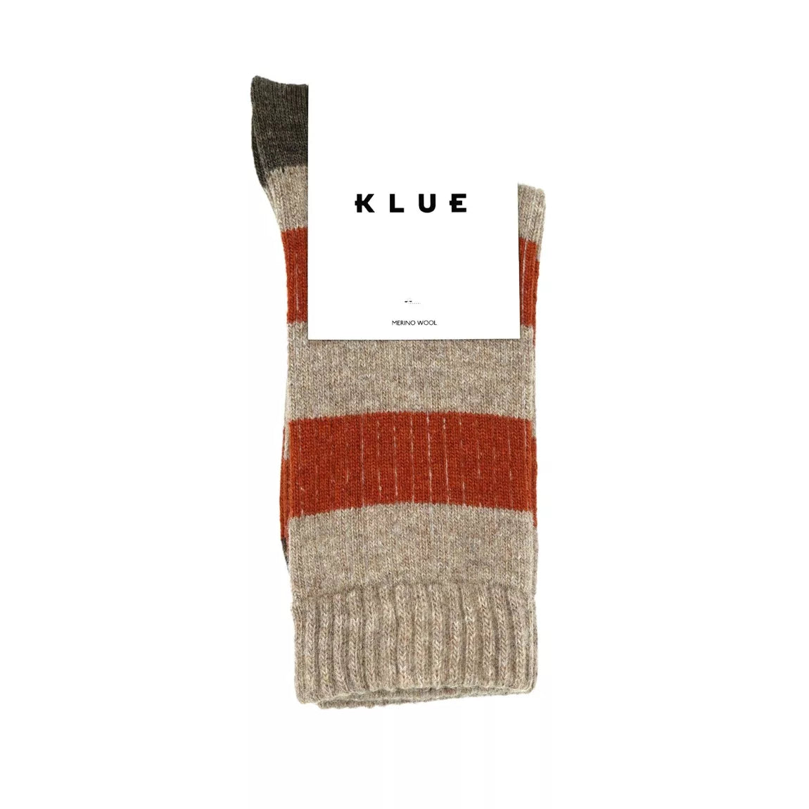 Chaussettes KLUE en laine mérinos à rayures | Beige et orange