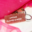 AMOUR GLOIRE & ROSÉ Porte-clés à paillettes Plus de Love