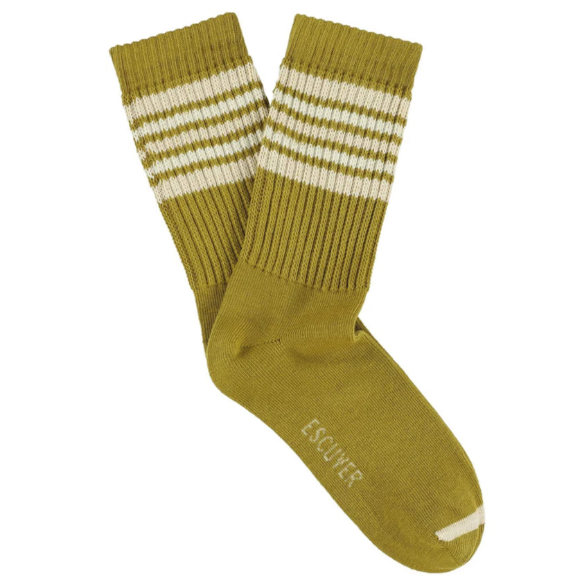 Chaussettes ESCUYER - 5 STRIPES - gold/ecru