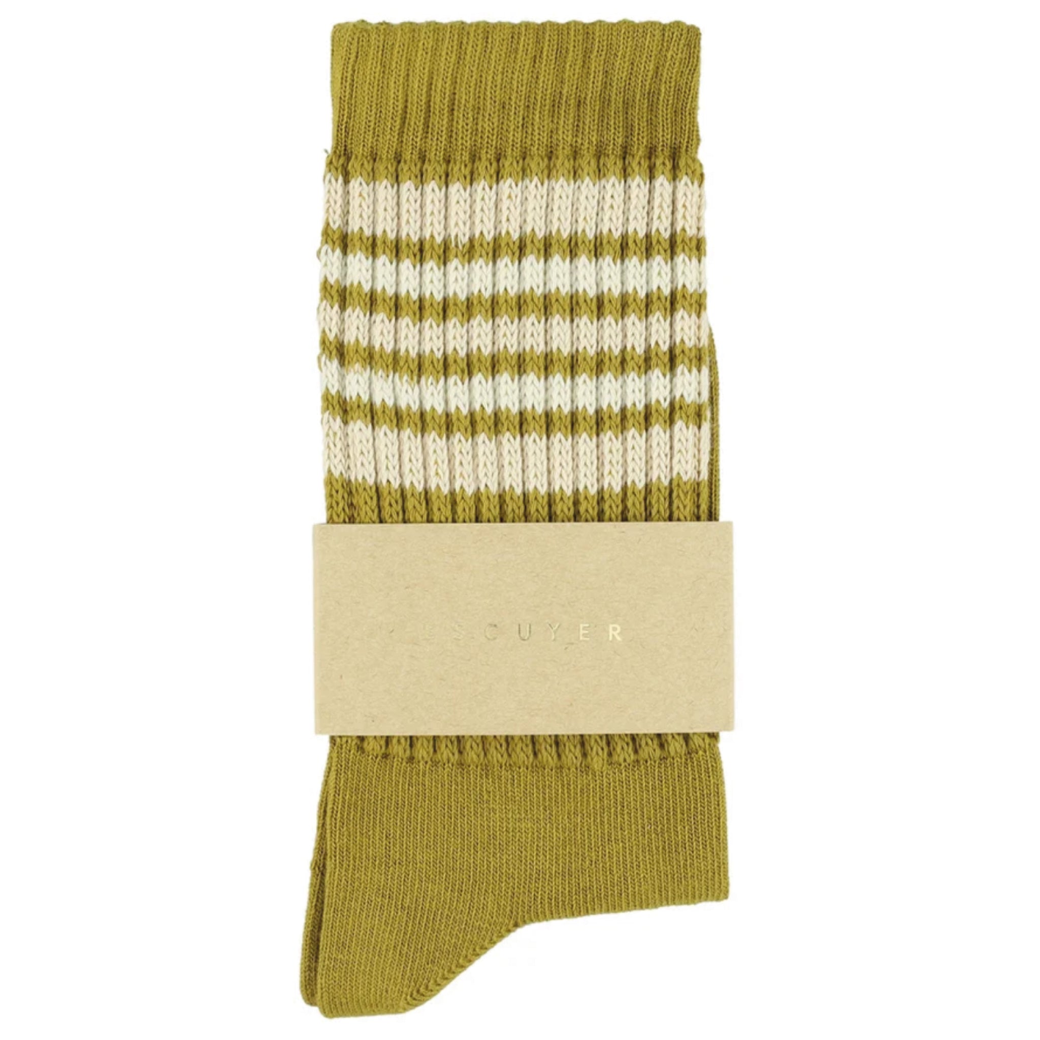 Chaussettes ESCUYER - 5 STRIPES - gold/ecru