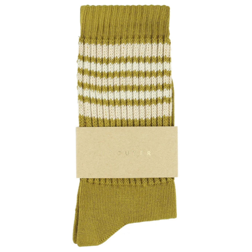 Chaussettes ESCUYER - 5 STRIPES - gold/ecru