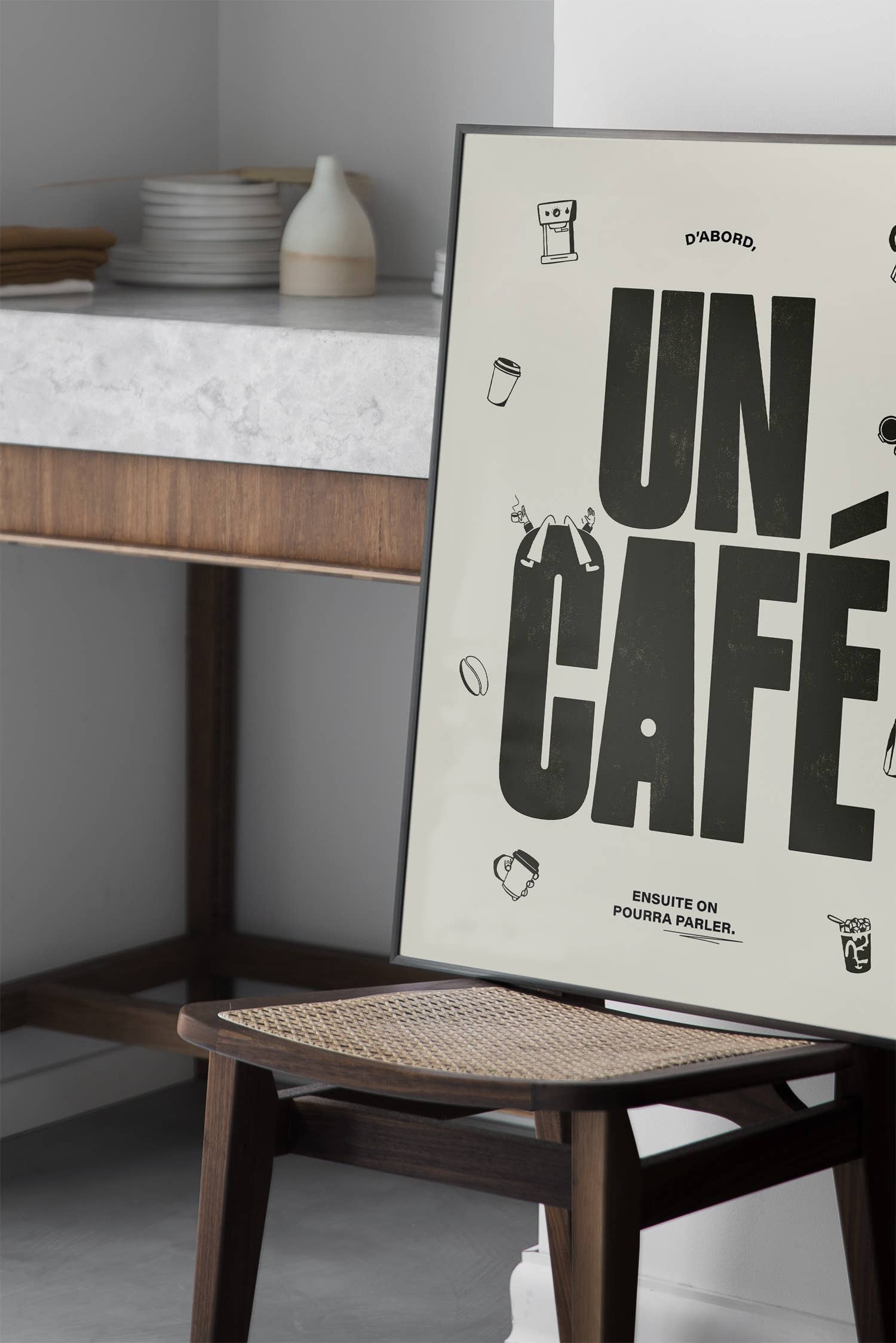Affiche | D’Abord, Un Café | Poster Typographique