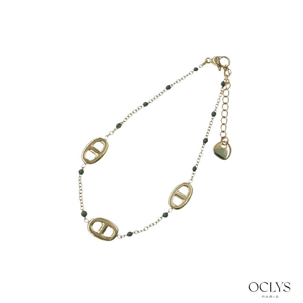 Bracelet émaillée maille marine acier inoxydable doré Silia
