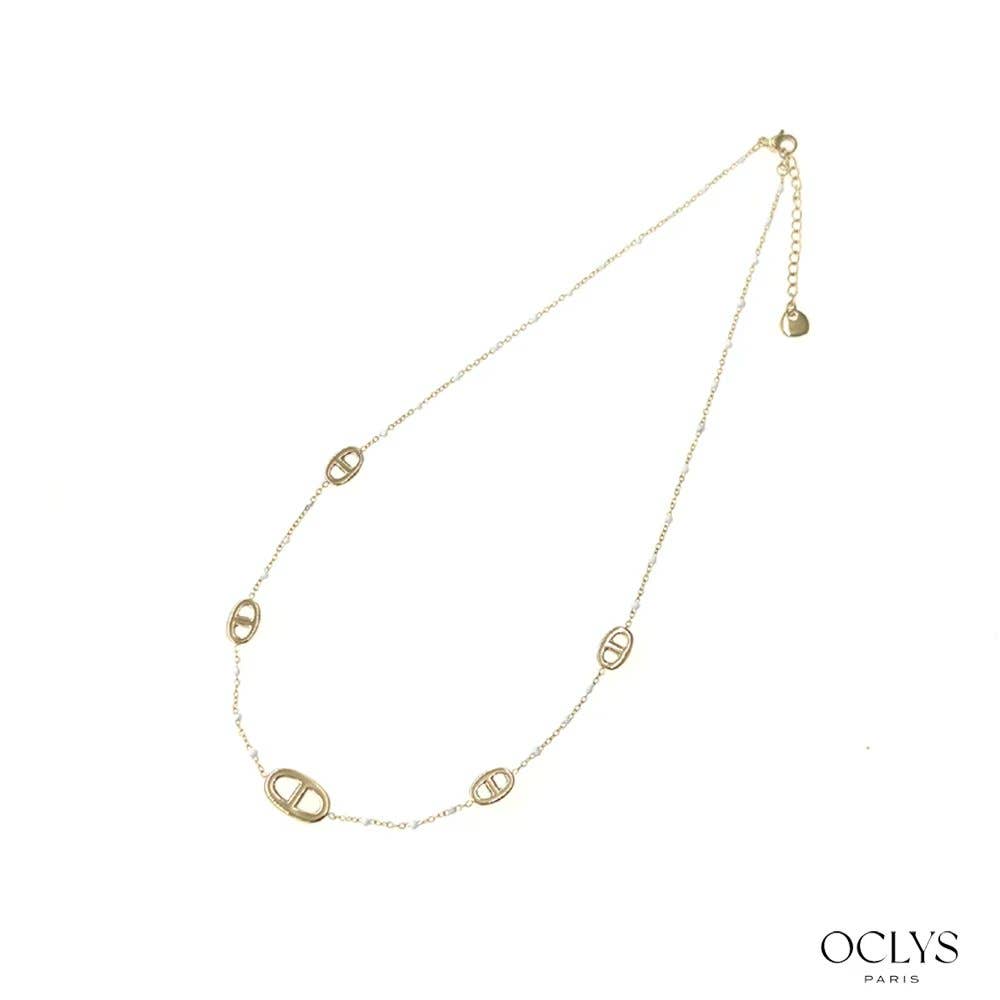 Collier maille marine acier inoxydable doré émaillé Xana