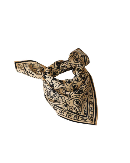 Petit foulard Bandana noir & écru