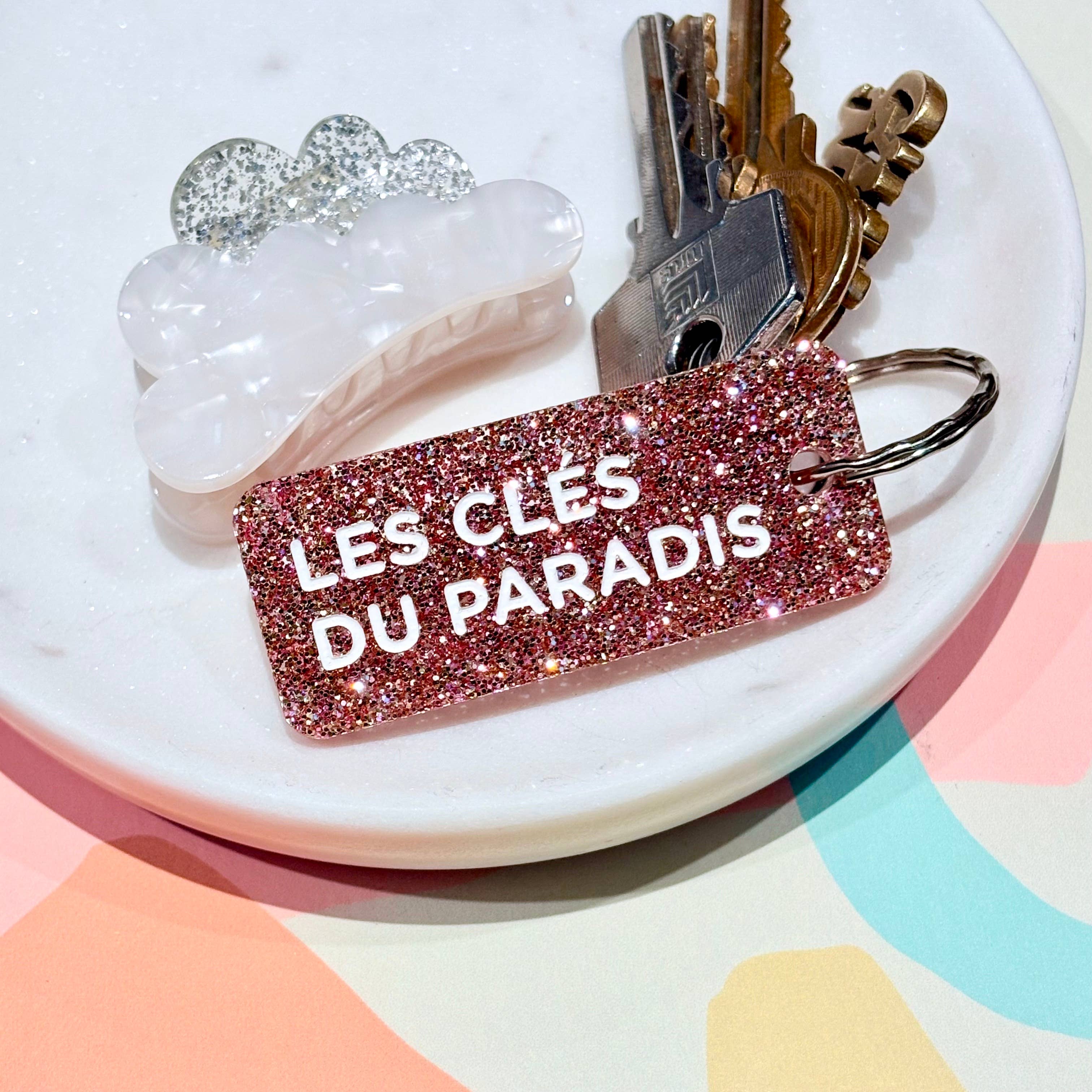 LES CLÉS DU PARADIS Porte-clés à paillettes Plus de Love