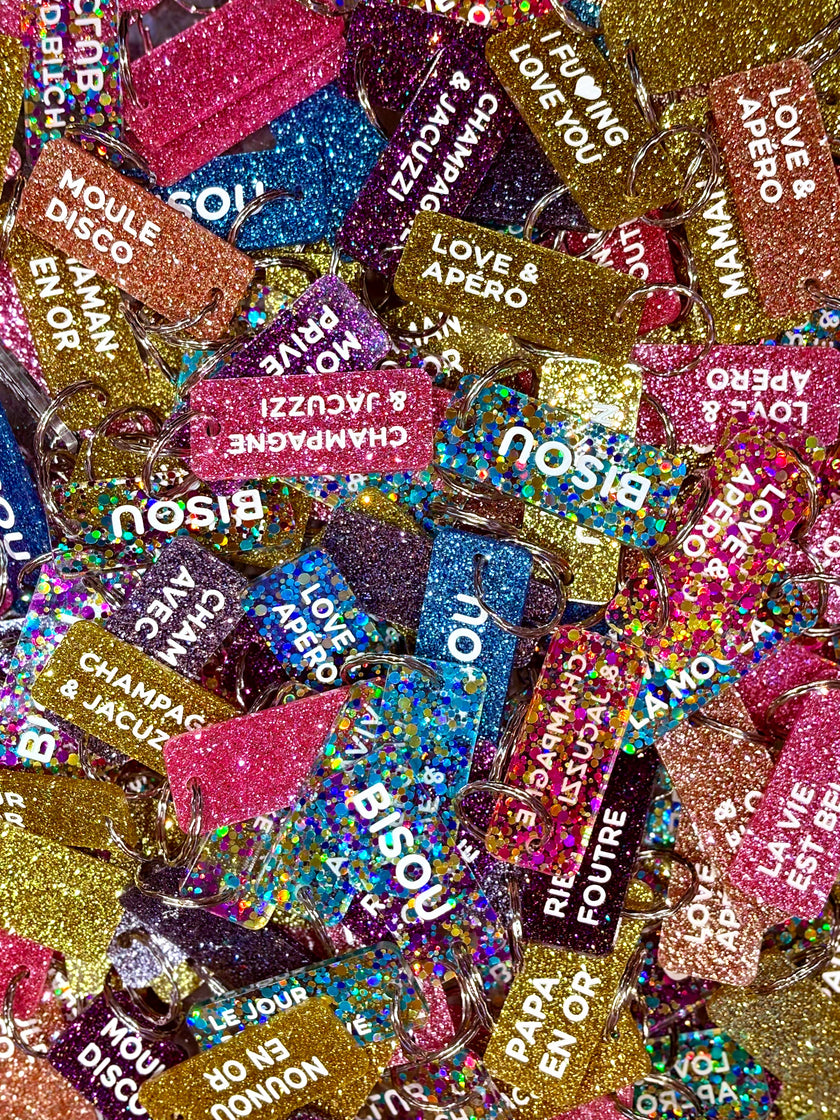 porte clés à paillettes