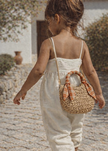 Mini sac en paille - carreaux miel