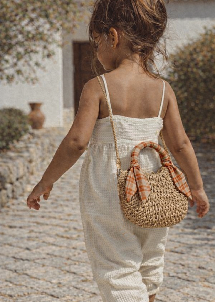 Mini sac en paille - carreaux miel
