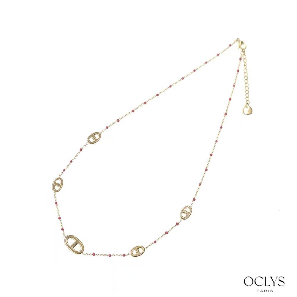 Collier maille marine acier inoxydable doré émaillé Xana