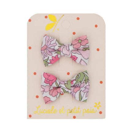 Barrettes mini papillon Liberty Poppy and Daisy Rose scintillant