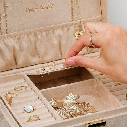 Boite a bijoux Louise velours beige