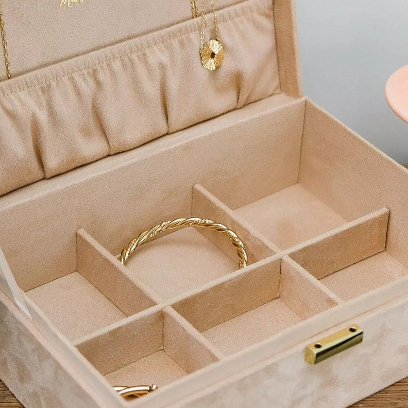 Boite a bijoux Louise velours beige