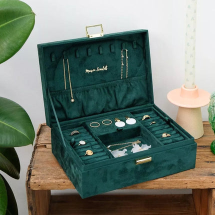 Boite a bijoux Louise velours vert