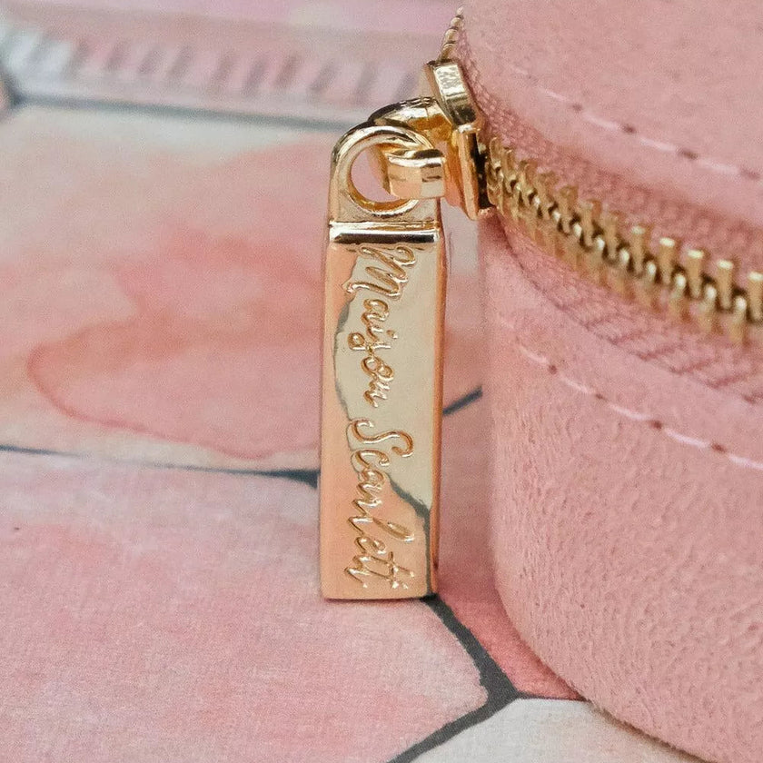 Boite a bijoux céleste velours rose