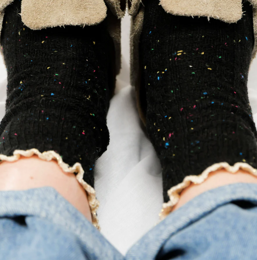 Chaussettes hautes | Macramé doré chinées