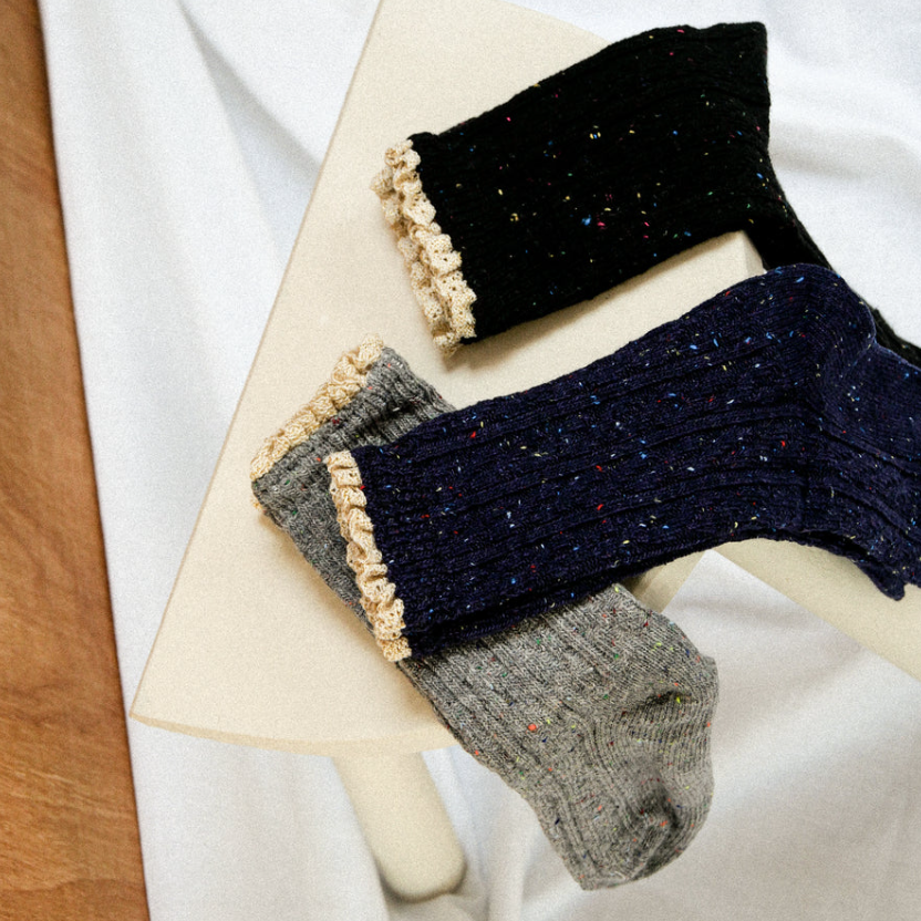 Chaussettes hautes | Macramé doré chinées