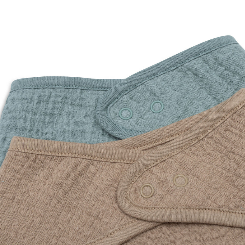 Lot 2 Bavoir Bandana | Gaze de coton Sea Green / Biscuit