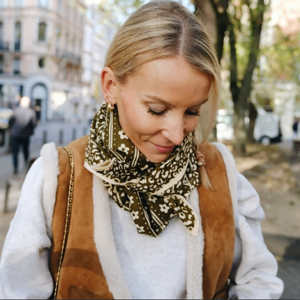 Foulard léopard Mon grand indispensable green flower