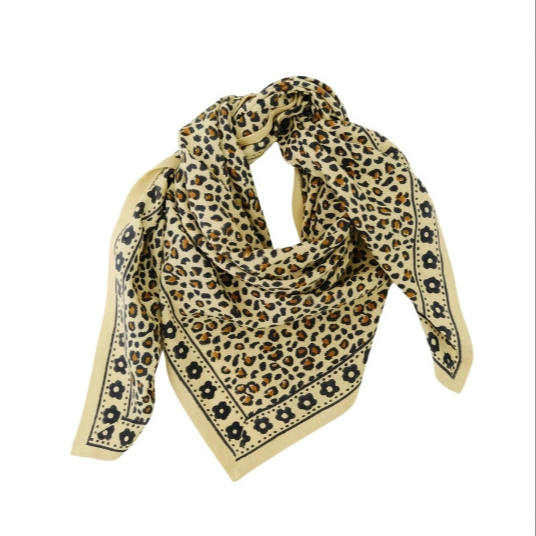 Foulard léopard mon grand indispensable Léo beige
