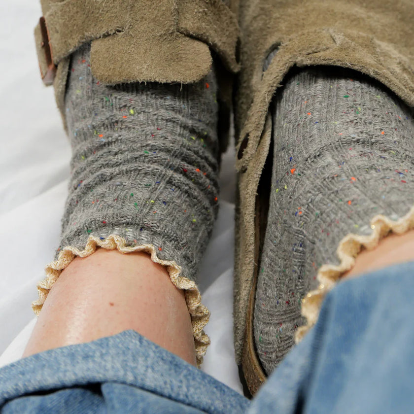 Chaussettes hautes | Macramé doré chinées