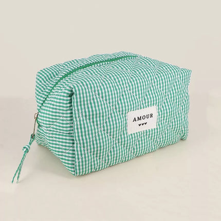 Grande Trousse de toilette vichy vert