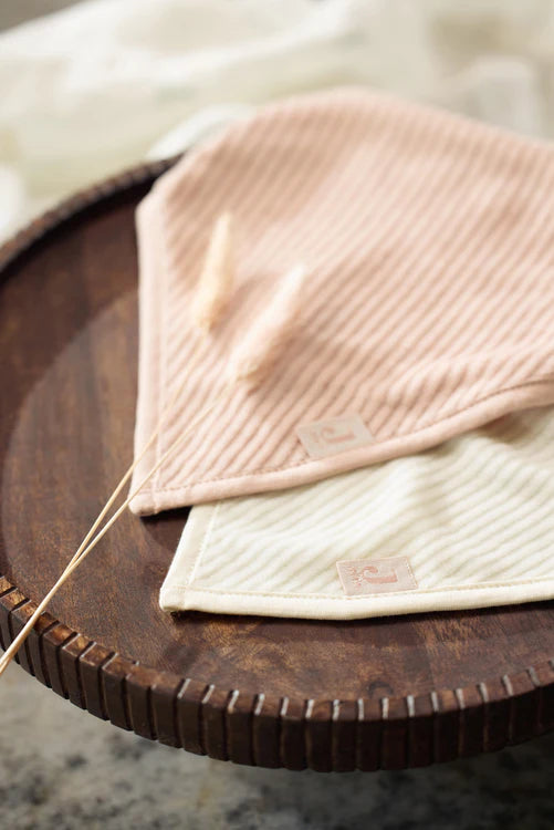 Lot 2 Bavoir Bandana | Velvet Rib Wild Rose / Ivory