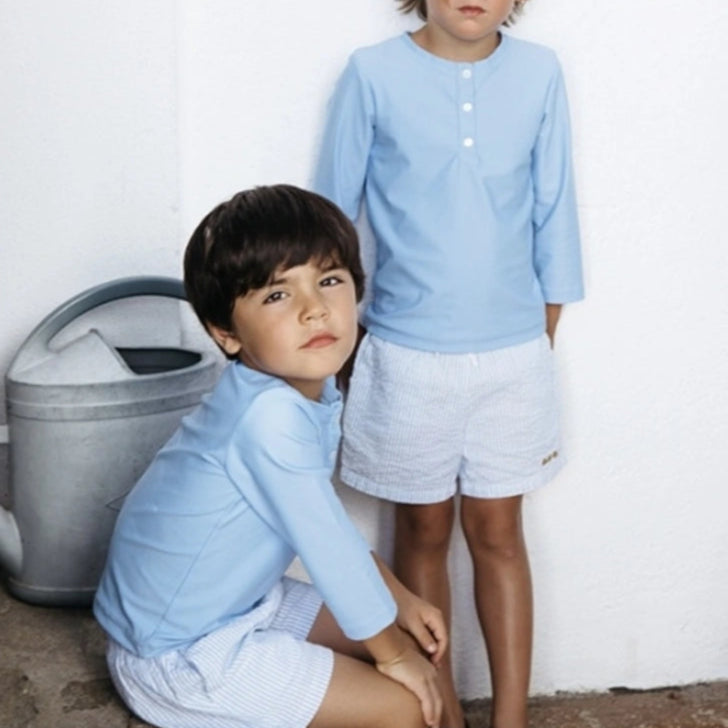 Maillot de bain haut garcon bleu ciel