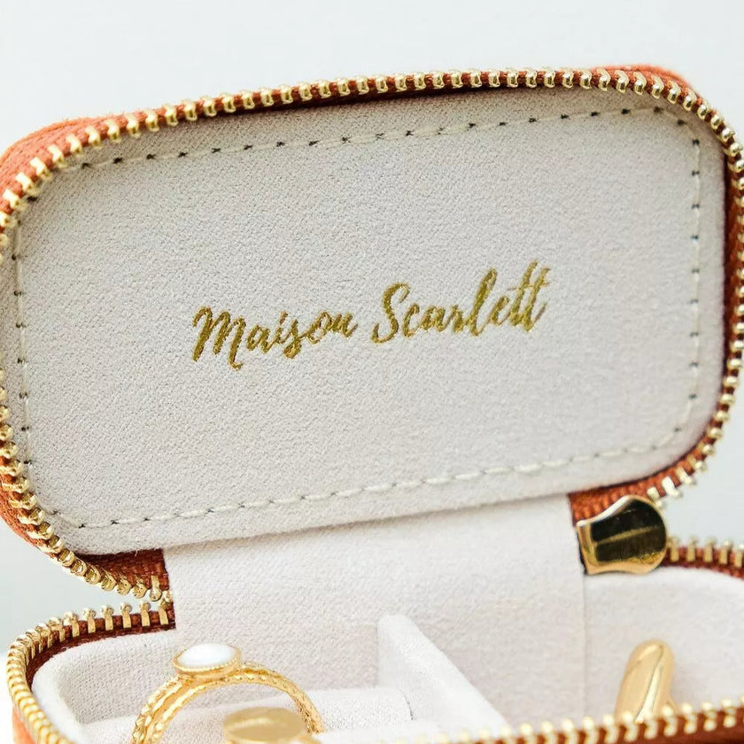 Mini boite a bijoux de voyage Marie velours camel